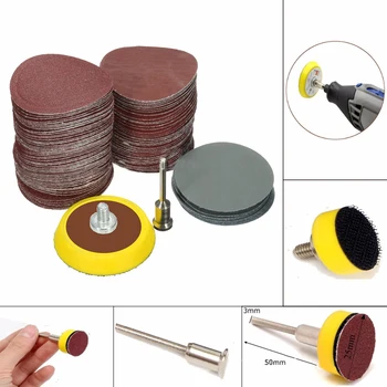 

100pcs 25mm 100/180/240/1500/3000Grit Hook&Loop Sanding Discs+Back Pad+Adapter Grit Sander Disc Abrasives For Polish Machine