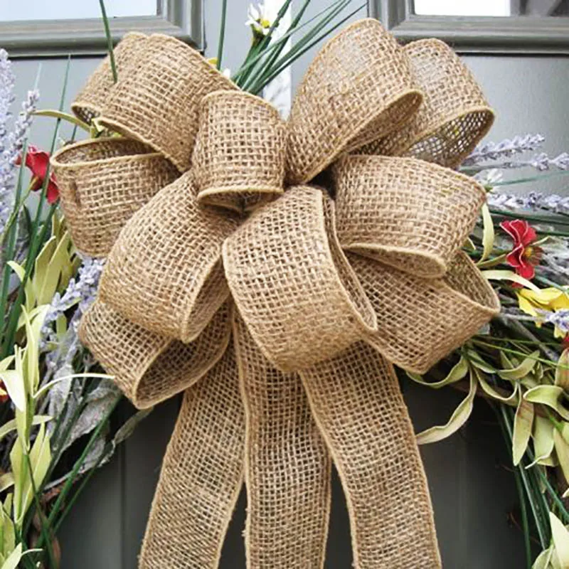 

2M Khaki Natural burlap Hessian rolls Rustic Wedding table accessories Backdrop decoration Birthday party supplies Wrapping jute