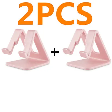 2pcs pink Универсальный настольный держатель для планшета, мобильного телефона, держатель с противоударной силиконовой накладкой, крепкая пластиковая подставка-держатель для сотового телефона, крепление - Цвет: 2pcs pink