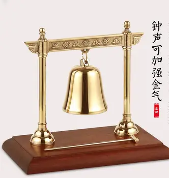 

Pure copper mahogany base ring the bell Ping An Home Office Feng Shui Decoration