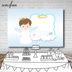 Sensfun белый Ангел облака фотографии фоны Baby Shower новорожденный крещение день рождения фон для фотостудии 7x5ft