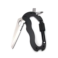 

Multi-function Tool Cutter Key Holder Carabiner D Type Buckle Folding -Knife With Key Chain Screwdriver Bottle Opener Outdoor