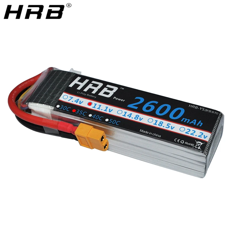 HRB 3S 11.1V Lipo Battery 2600mah XT60 T Deans XT90 EC5 Female Plug 35C For Axial Racing Airplanes FPV Drone Car Boat RC Parts | Игрушки и