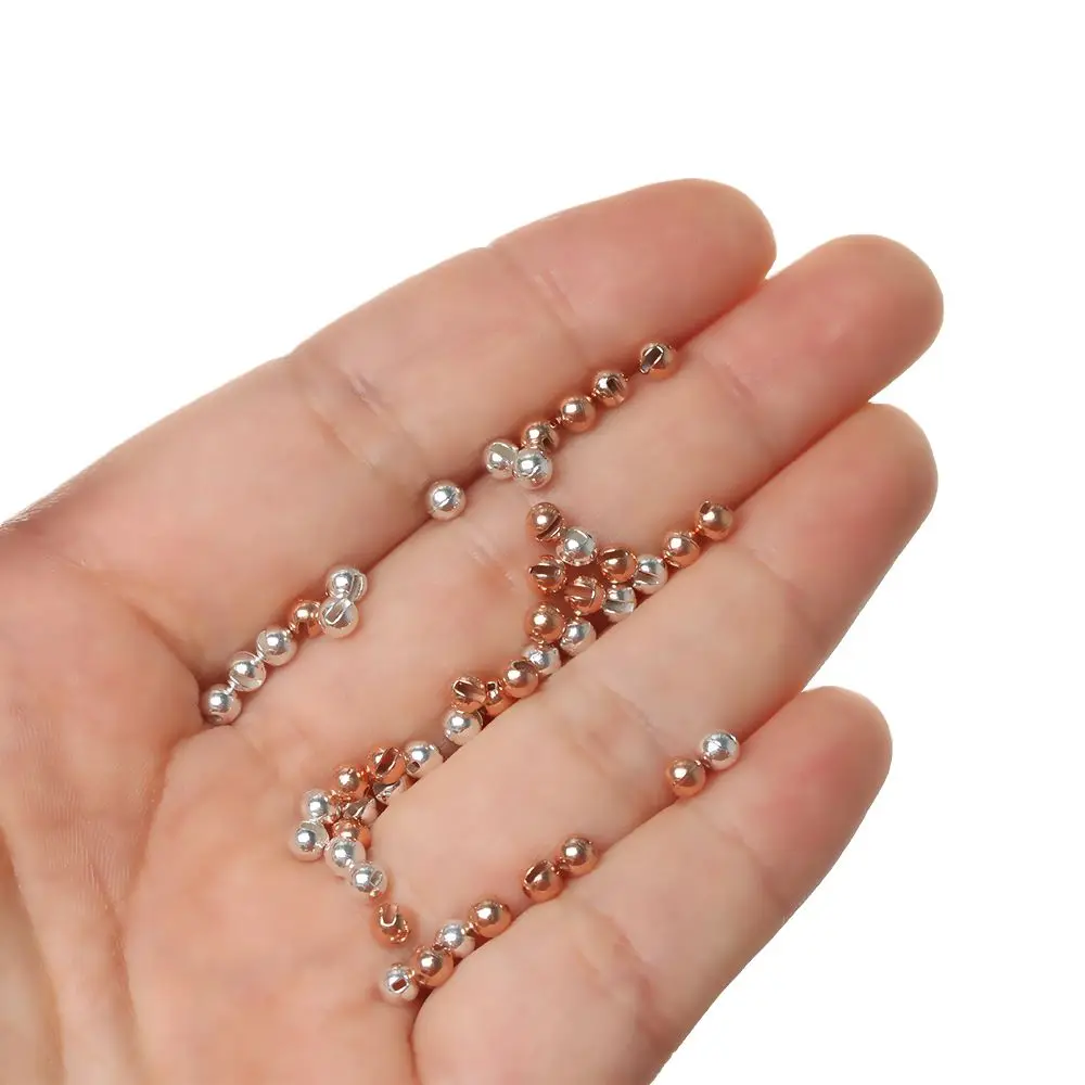 Fishing Beads 25Pcs Slotted Tungsten Gold Silver Copper Fly Tying Material Weight Fast Sink Jig Hook Ball 2.5/3.0/3.5/4.0mm