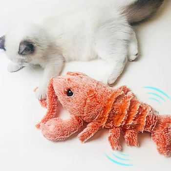 

Electric Moving Lobster Cat Toy Realistic Jumping shrimp Toy for Indoor Kitten Interactive Wiggle Catnip Toys Rechargeable