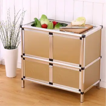 

Simple aluminum dishwashing dishwashing kitchen sink cabinet Stainless steel single basin Double basin cupboard sideboard