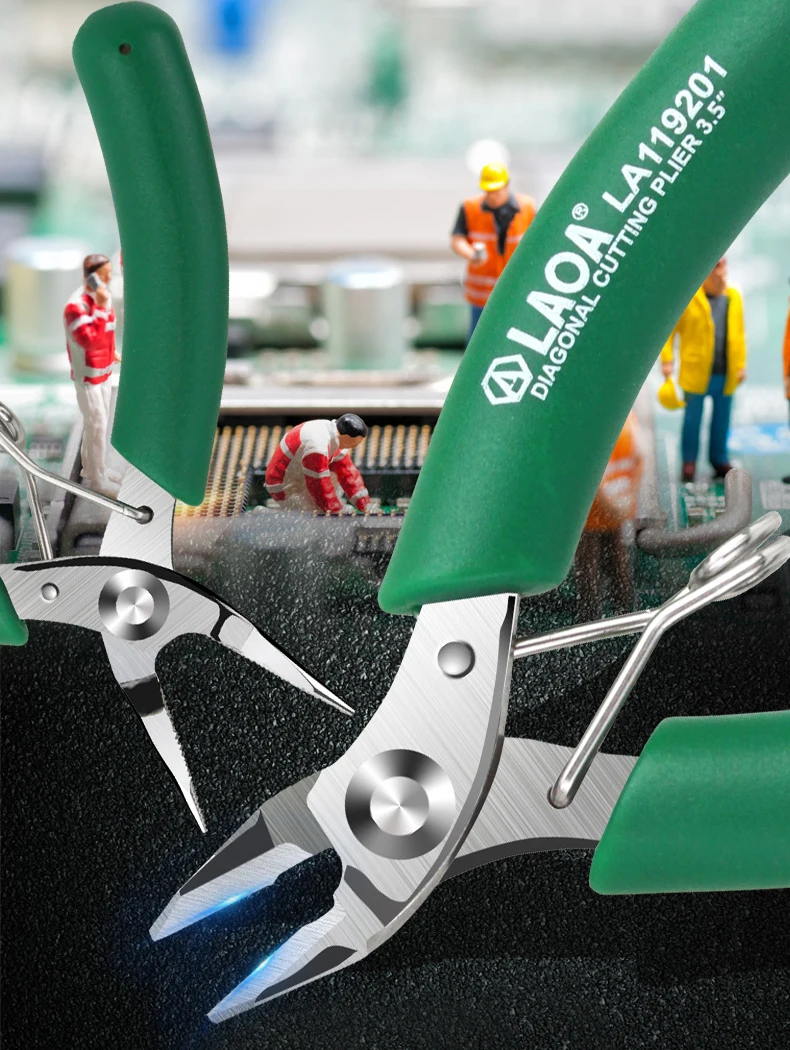 Description Picture 2 of itemLAOA Mini Side Cutter 3.5 Inch Stainless Long Nose Nippers Small Cutting Electronic Scissors Diagonal Pliers Wire Cutter