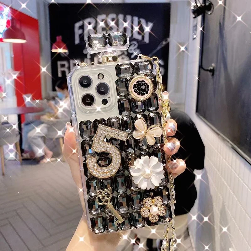 13 pro max cases Luxury Bling Diamond Rhinestone Perfume Bottle Case for iPhone 13 12 11 Pro Max X XS Max XR 8 7 Plus Glitter Crystal Phone Cover iphone 13 pro max cover