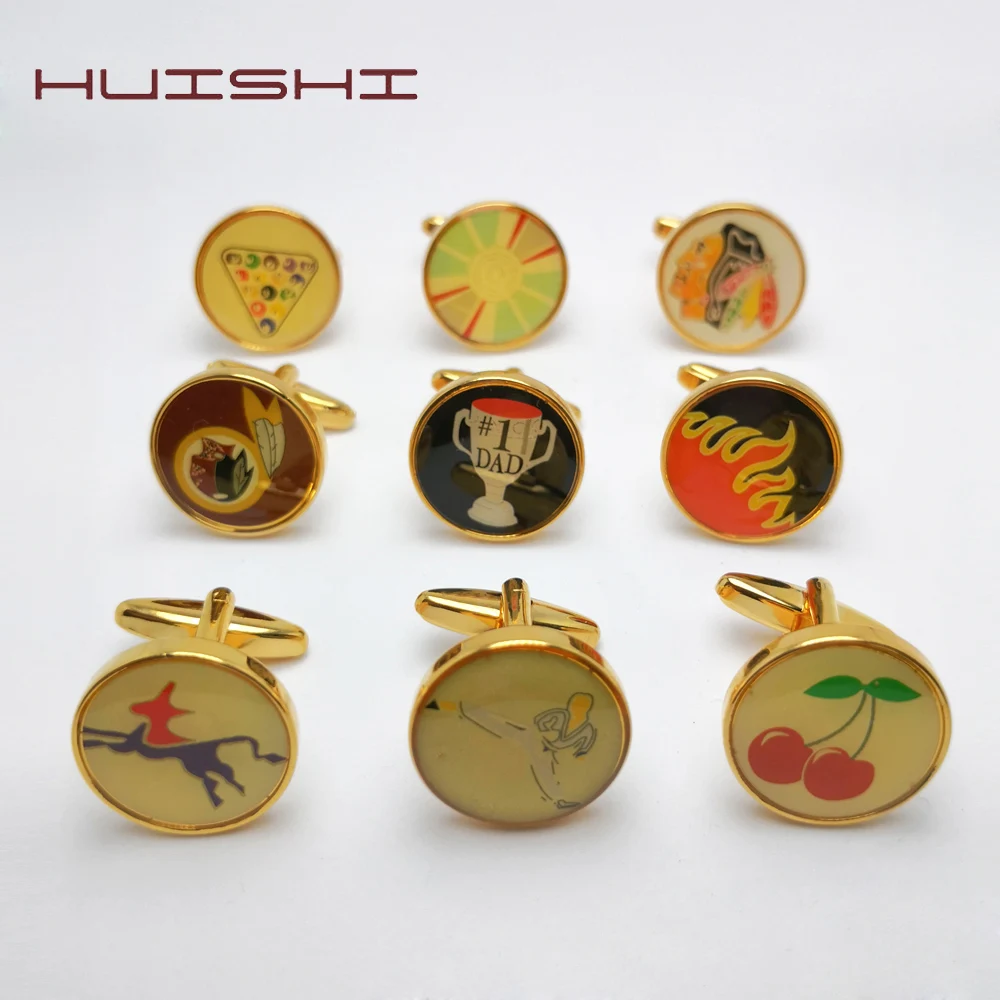 HUISHI Factory Direct Sale Wholesale Men's Fashion Cufflink French Shirt cuff Link Button Gold Silvery Men | Украшения и