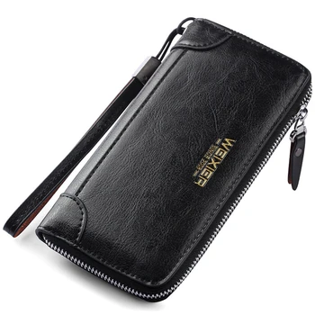 

Vintage Men Wallets Leather Brand Purse Male Clutch Bag Coin Pocket Man Wallet Zipper Long Purses cartera hombre MWS267-3