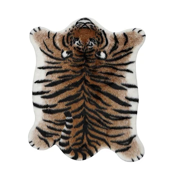 

Tiger Print Rug Artificial Tiger Wool Faux Fur Skin Leather Bathroom Anti-Slip Mat Animal Print Carpet for Home Large