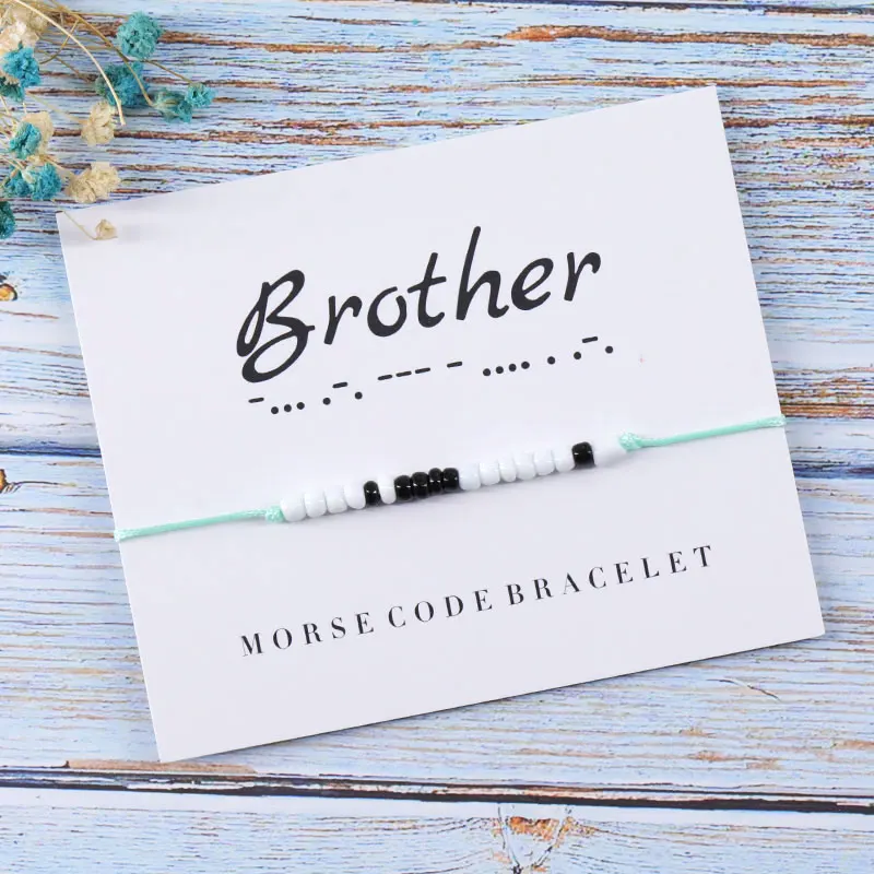 Brother Sister Gift Morse Code Bracelet for Women Men Brother Friendship Beaded Bracelet Couple Bracelet DIY