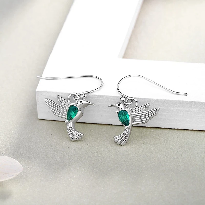 Pendant Earrings Women Flying Hummingbird Hypoallergenic Mother's Day Gift