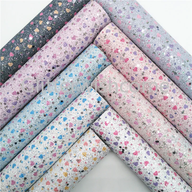 Glitterwishcome 21X29 см А4 Размер синтетическая кожа сердца блеск с принтом искусственная