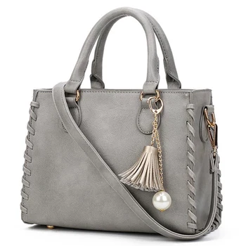 

Hand Bag Gray Women Nubuck Leather Handbags Tassel Vintage Bags Retro 2020 Shoulder For Girls Day Bag Ladies Handbag