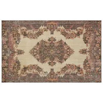 

Brown Floral Design Rug Anatolian Rug Unique Carpet 1689