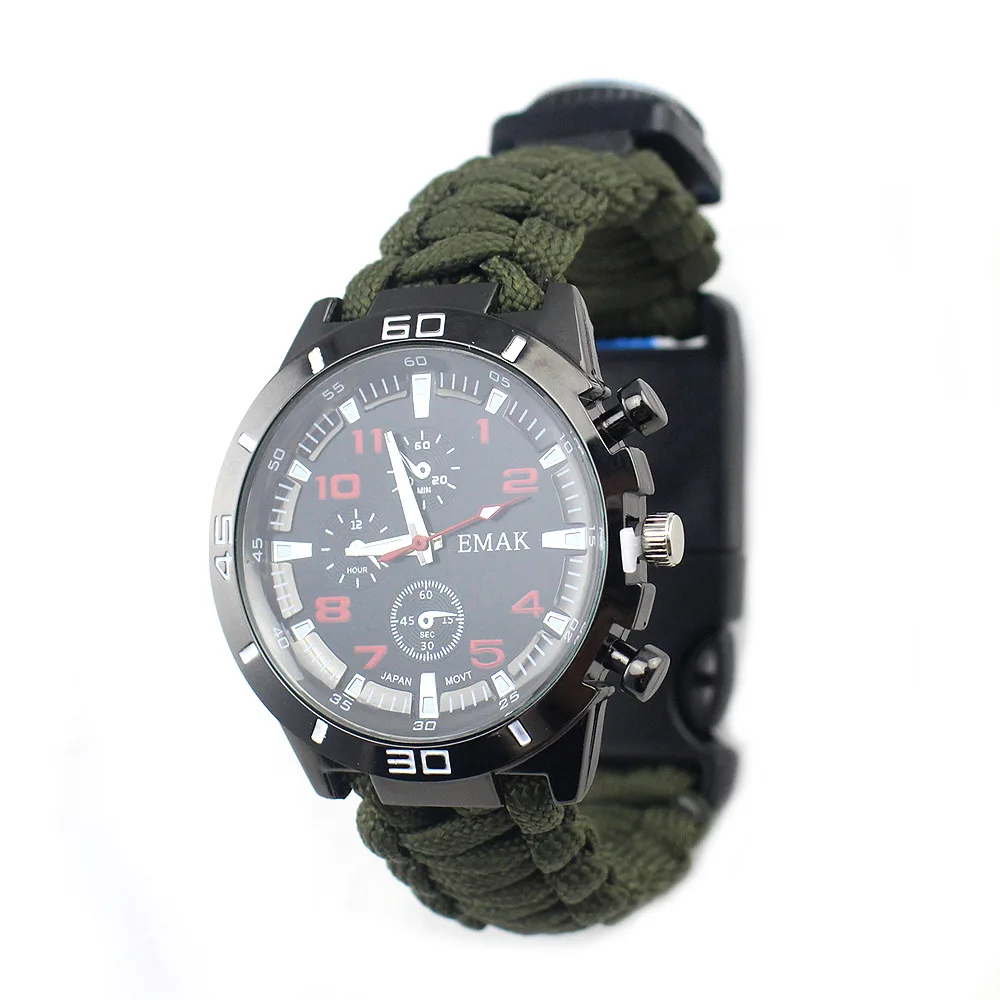 

Outdoor Camping Multi-functional Mountain Climbing Watch Seven Core Umbrella Rope Weaving Compass Thermometer Firestone Bracelet