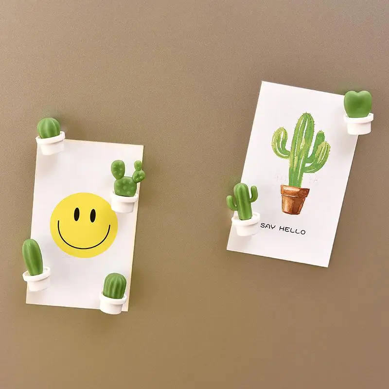 

6pcs/set Cute Cactus Fridge Magnets Succulent Plant Magnet Button Refrigerator Magnet Message Post Sticker Home Decoration 30mm