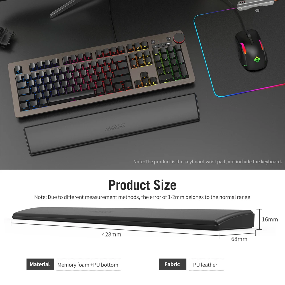 

104 Keys Standard Keyboard Support Protection Wrist Rest Pad Anti-slip PU Leather Soft Comfortable Durable For Computer
