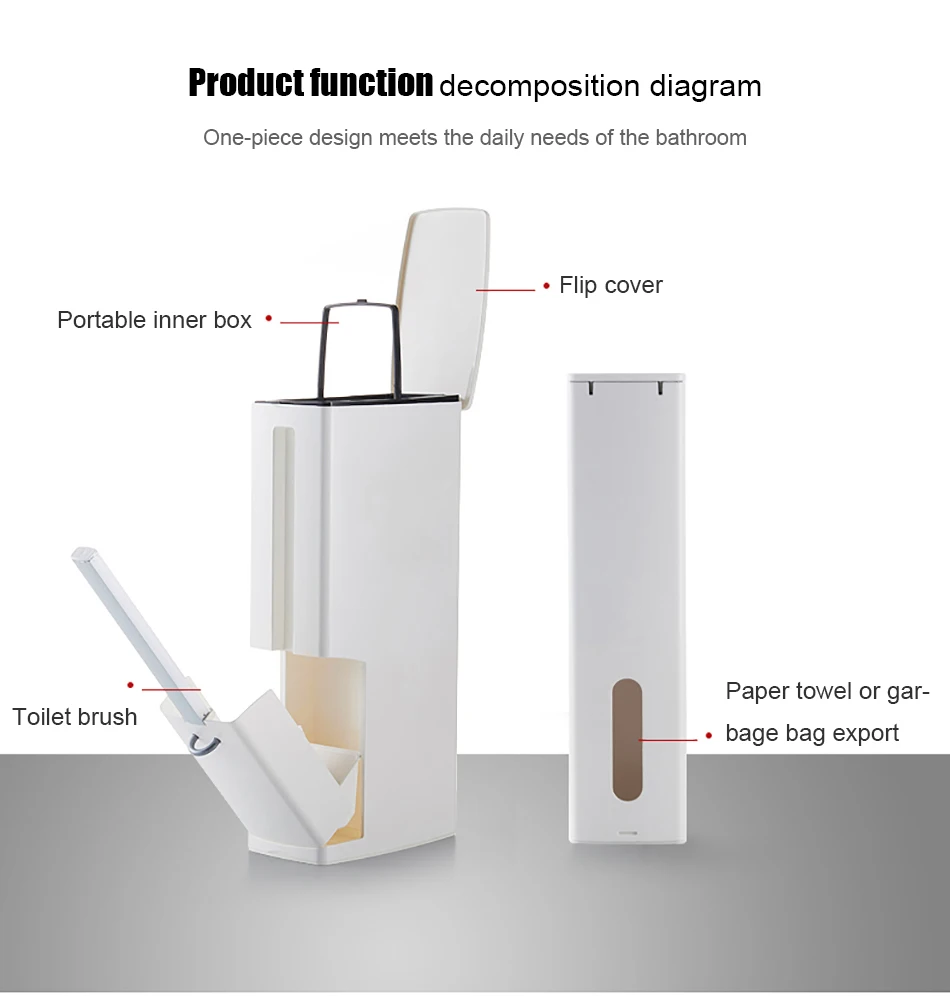 Креативная многофункциональная щетка для чистки мусорное ведро для хранения интегрированный костюм модная туалетная щетка для уборки в ванной набор аксессуаров