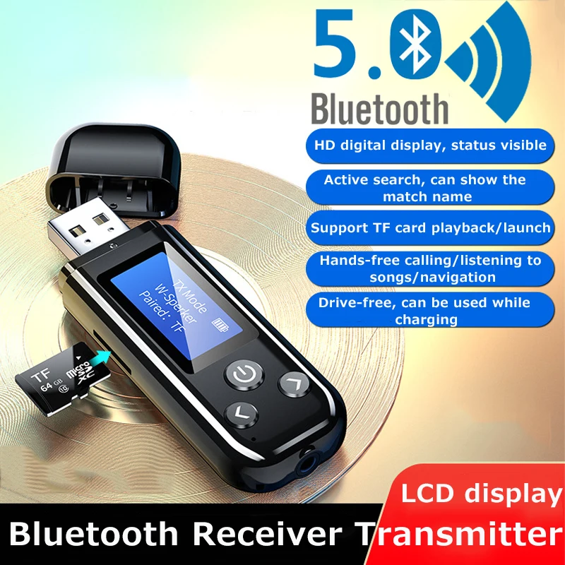 Bluetooth 5 0 Receiver Transmitter 3 5mm Aux Audio Wireless USB Adapter for Headphones Speaker with Mic Bluetooth 5 0 Receptor