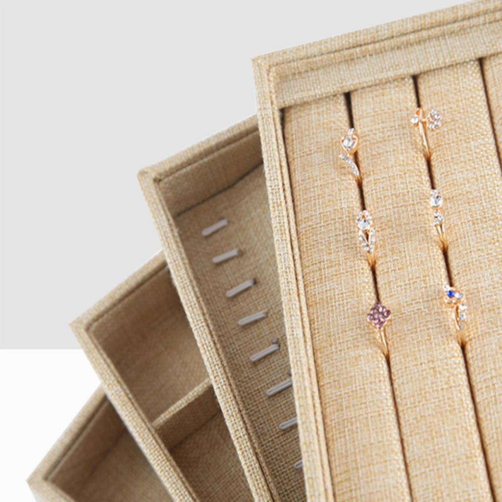 Linen Stackable Jewelry Storage Tray Showcase Jewelry Display for Drawers