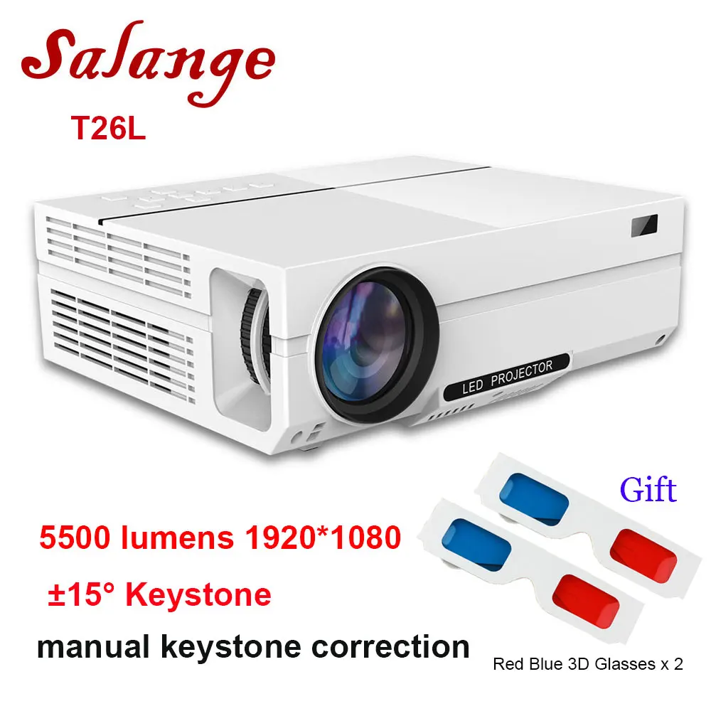 Salange T26L светодиодный проектор Full HD 5500 люмен для домашнего кинотеатра HDMI VGA USB 1080P