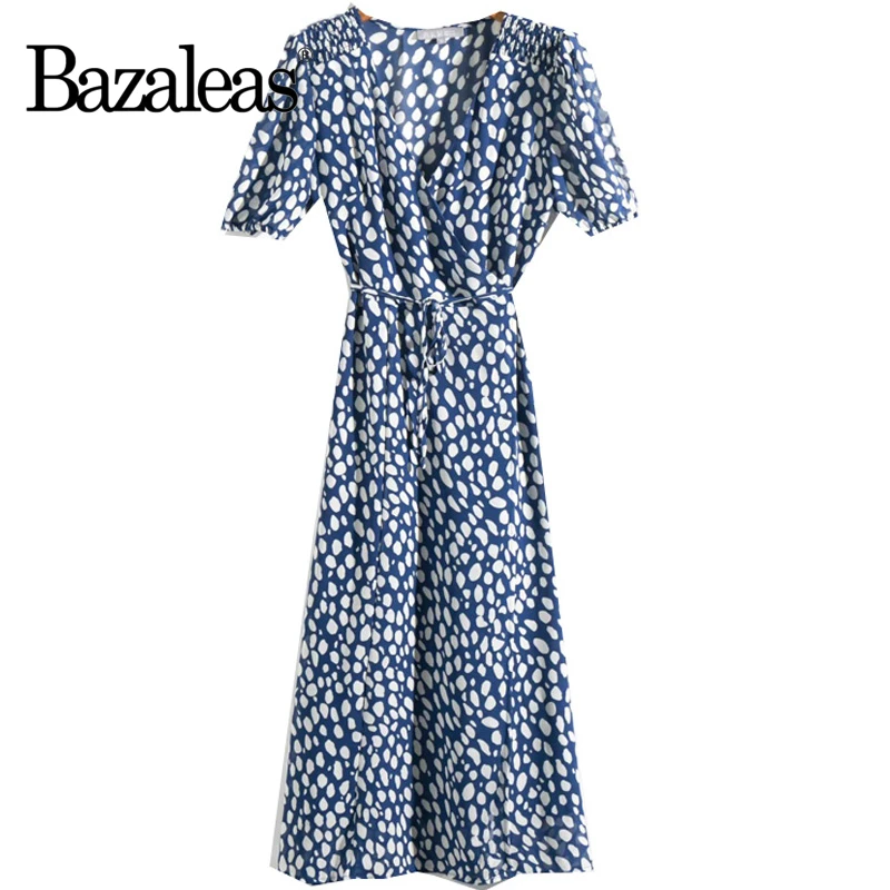 blue leopard print midi dress