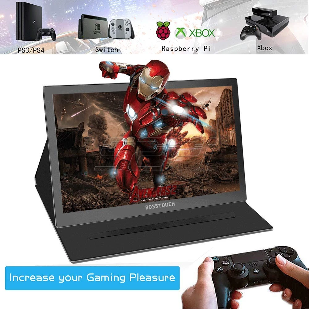 52Pi 15,6 дюйма 1920 × 1080 Портативный монитор с сенсорным экраном Full HD ips 60 Гц игровой монитор сердечного ритма Смарт Чехол 2xusb-Тип-C/Mini HDMI и DP Порты и разъёмы