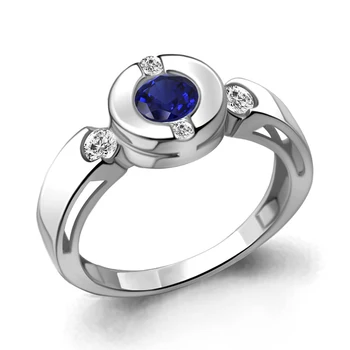 

Ring AQUAMARINE with nanosapfirom, cubic zirconia, silver 925