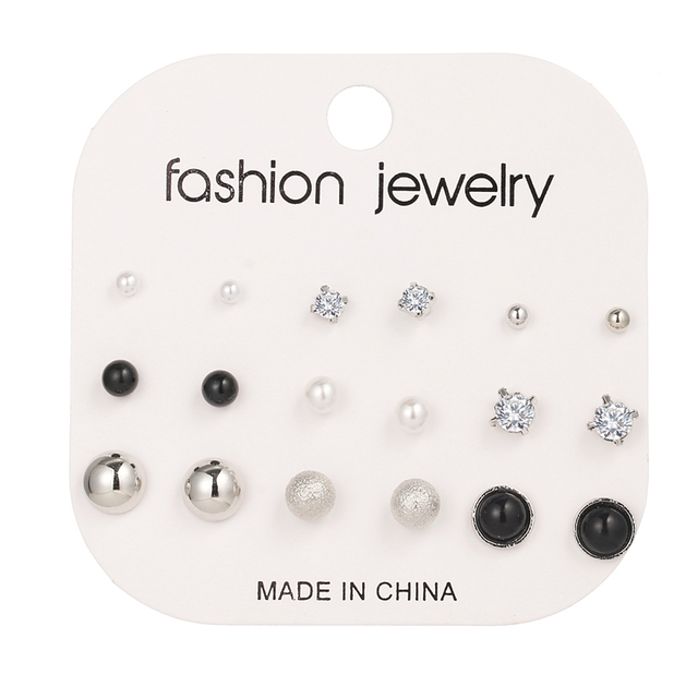 Fashion 3/6 Pairs Women's Earrings Korean Heart Stud Earrings for Women Pearl Earring Set 2021 Earings Jewelry Brincos Gifts