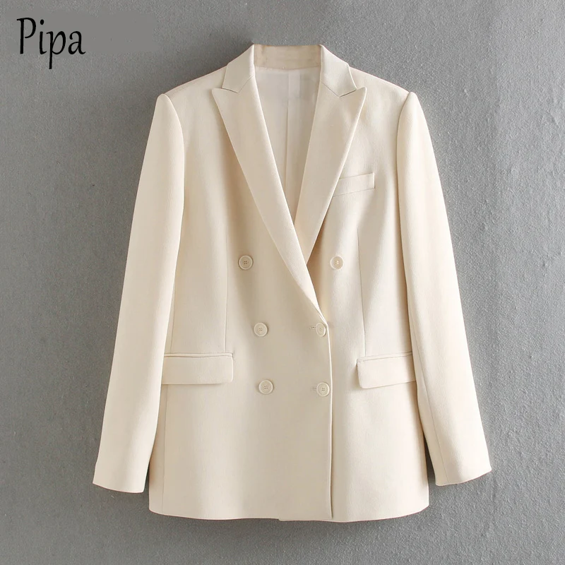 

2020 Autumn And Winter New High Quality White Blazer For Women Small Suit Summer Suit Double Breasted Jacket Women Formal Jacket