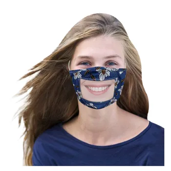 

Unisex Outdoor Visible transparent print Face Mask with Clear Vinyl Visible Expression Lip Reading Reusable Dustproof Mascarilla