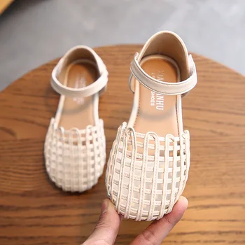

2020 Children's Woven Sandals Baotou Flat Bottom Girls' Princess Shoes Baby Comfortable Sandals Summer New Sandals
