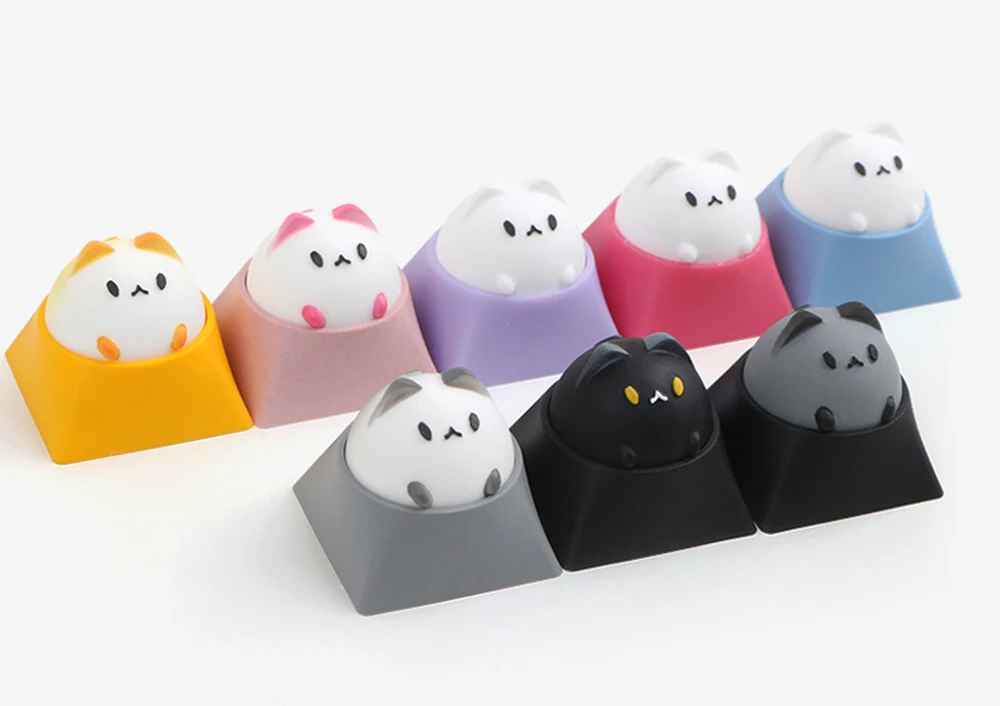 

Natural Resin Hammer Cute Cat Design Keycaps For Cherry Mx Gateron Kailh Box TTC Switch Mechanical Keyboard Colorful Key Caps