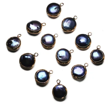 

5PC Natural Freshwater Pearl Pendant Round Double Hole Connector Charm for Jewelry Making Necklace Accessories14x18-15x20mm