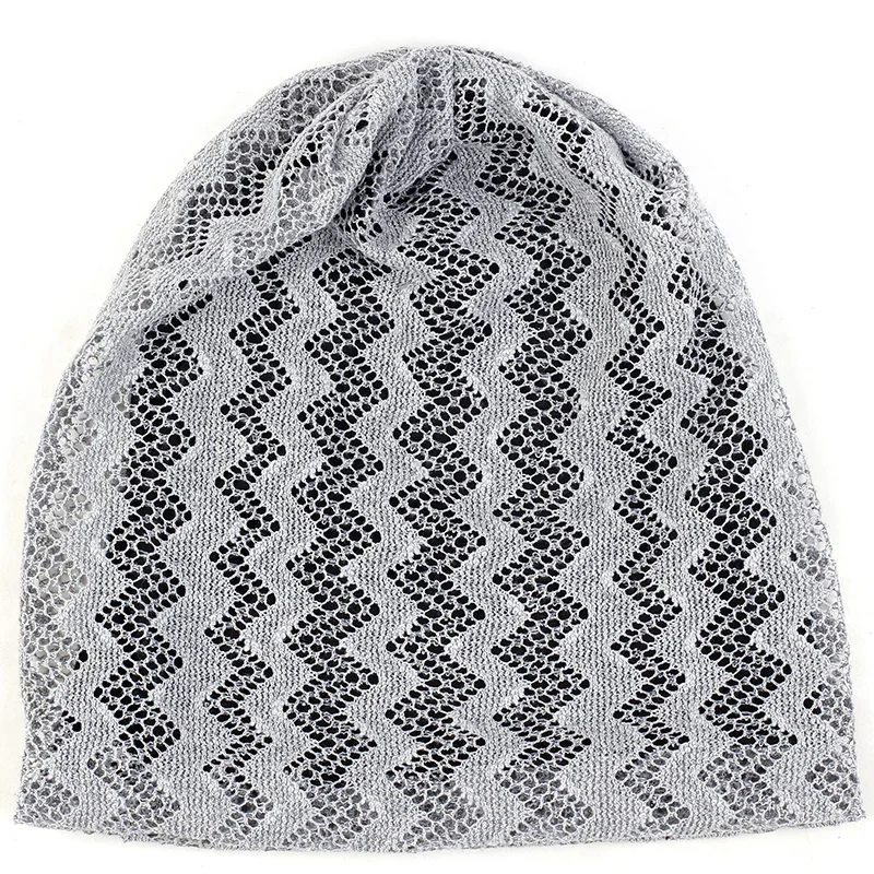 Geebro, пуловер для взрослых, шапка, волнистый узор, в полоску, дизайнерская шапочка, шляпа-Кепка с черепом для женщин, девочек, зимняя теплая плотная - Цвет: gray