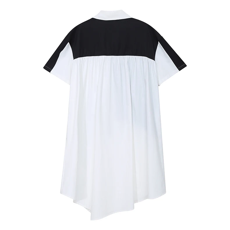 New Fashion Unique Style Tide Shirt Dress Zipper Pocket Patchwork Plus Size Dresses