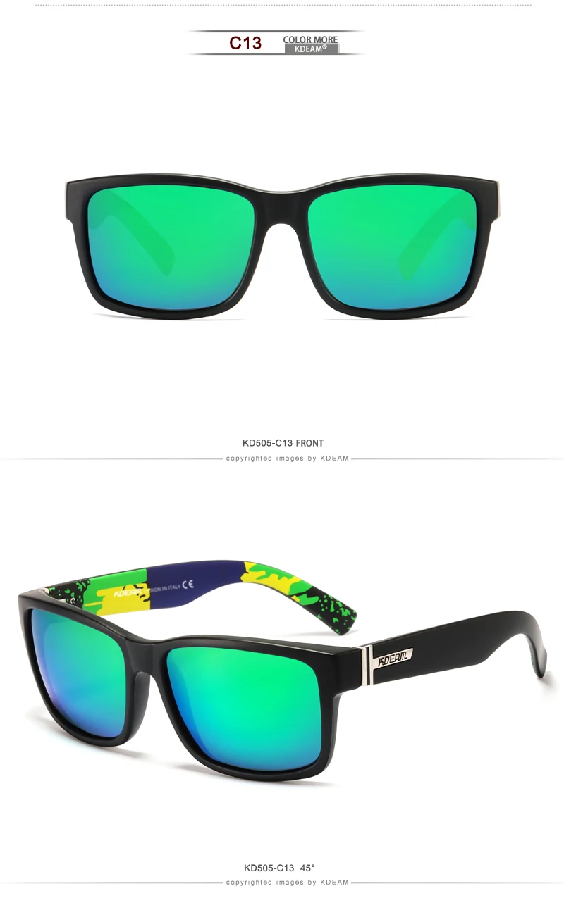 KDEAM для мужчин Поляризованные Солнцезащитные очки Спортивные сумасшедшие цвета солнцезащитные очки Elmore Блокировка-УФ-оттенки с коробкой
