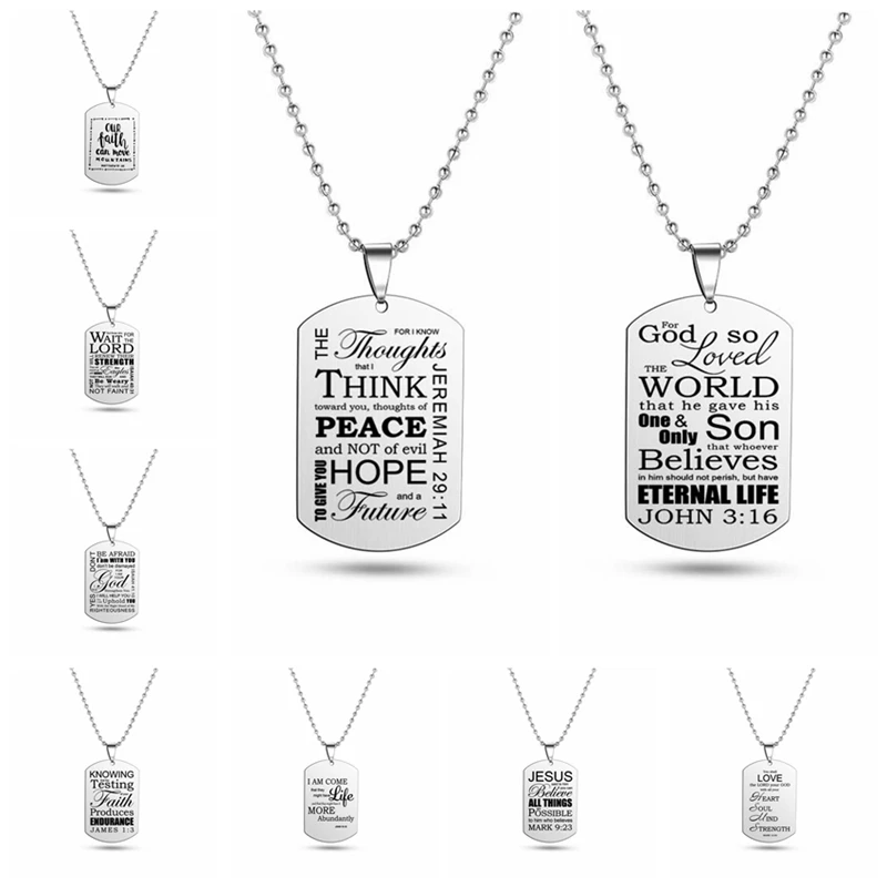 Engraving Scripture Bible Verse Stainless Steel Necklace Inspirational ...