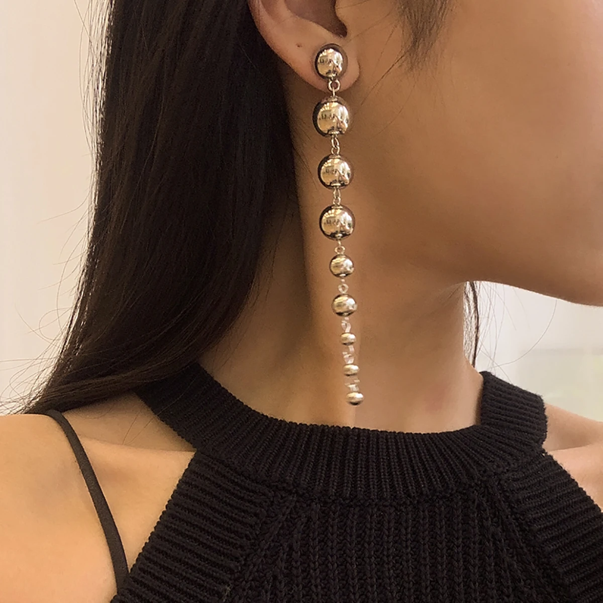 PuRui – boucles d'oreilles pendantes en perles de matériau CCB pour femmes, couleur or, perle irrégulière longue, boucles d'oreilles pendantes, bijoux tendance, cadeau