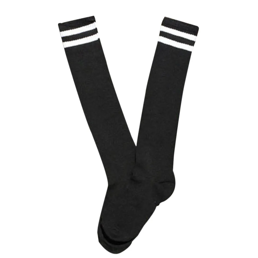 Носки для детей, для мальчиков и девочек, спортивные футбольные гольфы для футбола, длинные носки, модные гольфы, высокие носки, бейсбольный хоккей, Teensokken# BL2 - Цвет: Черный