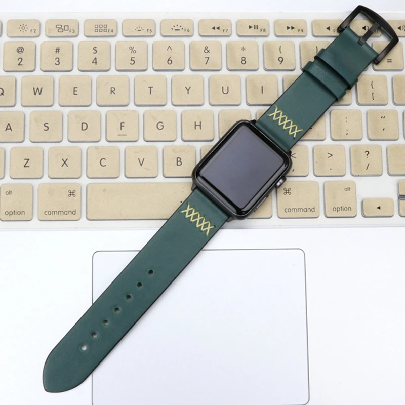 Ремешок из натуральной кожи для Apple watch 5 4 band 44 мм 40 мм Iwatch 3 2 1 band 42 мм 38 мм браслет шаблон часы ремешок аксессуары