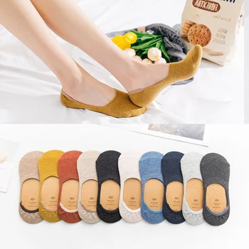 

10pieces= 5pairs Spring Summer Women Socks Solid Color Fashion Non-slip Shallow Mouth Female Girls Invisible Slipper Socks