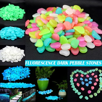 

50 Pcs Fluorescent Pebble Stones Luminous Garden Walkway Flower Bed Shiny Patio @LS