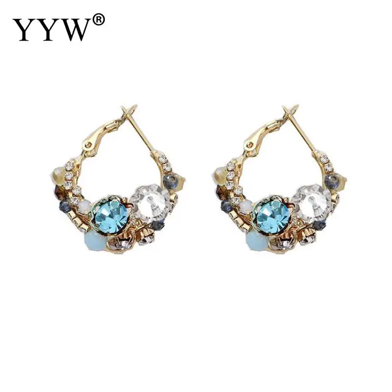 

YYW Crystal Female Hanging Dangle Lever Back Earring Gold Color Charms Women Trendy Ornaments Drop Earrings Birthday Gifts