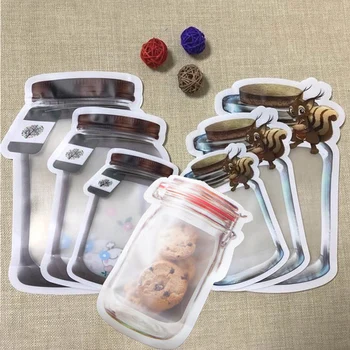 

Self-sealing Small Zip Lock Food Packaging Bags Mason Bottle Home Storage Organization 5Pcs Vacuum Fresh PVC Food Storage Bag