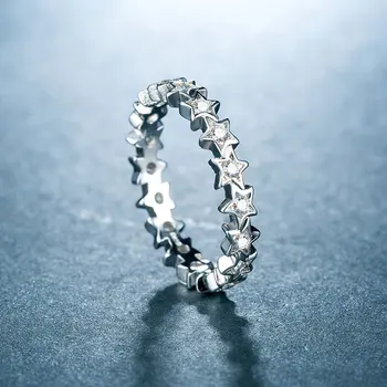

FFLACELL Fashion Charm Star Zircon Stainless Steel Rings for Women Wedding Engagement Female Ring