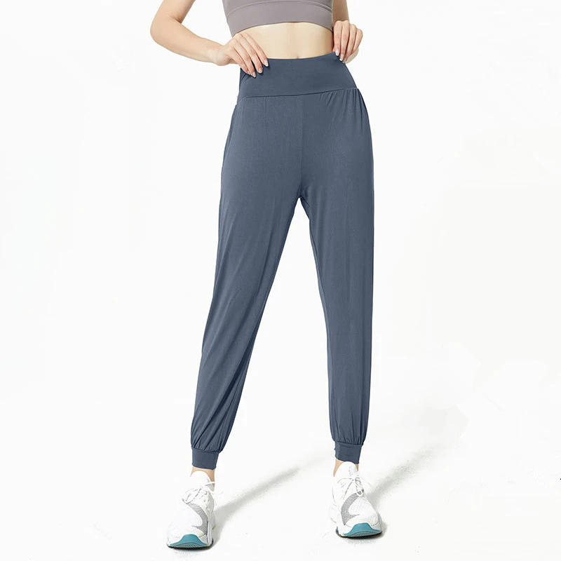 Women Loose Yoga Pants Cross Waistband Sports Leggings Solid High Waist Harem Pant Elastic Gym Fitness Running Sweatpants Female