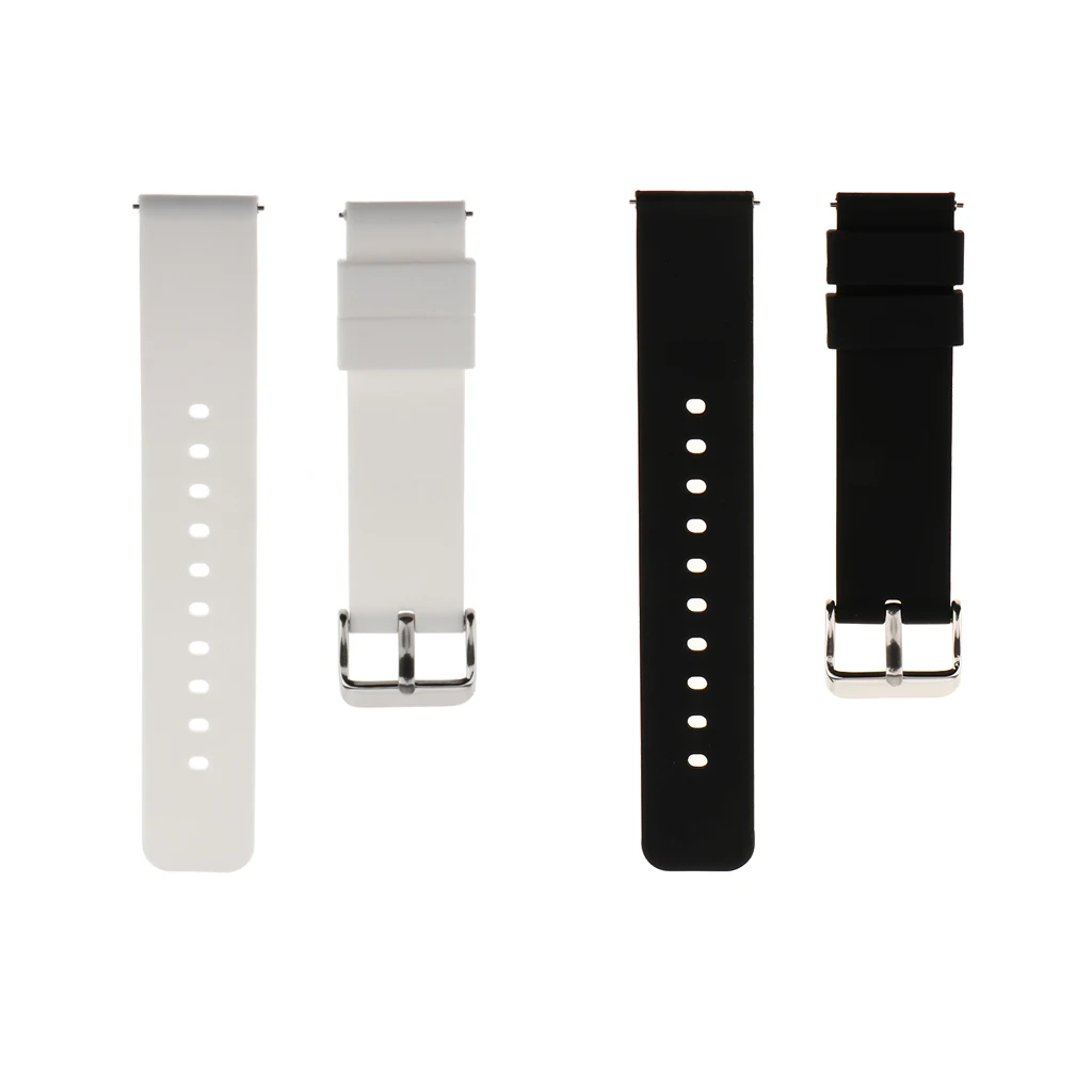 

2 Pieces 18mm Men Silicone Rubber Replacement Sport Wrist Watch Band Strap